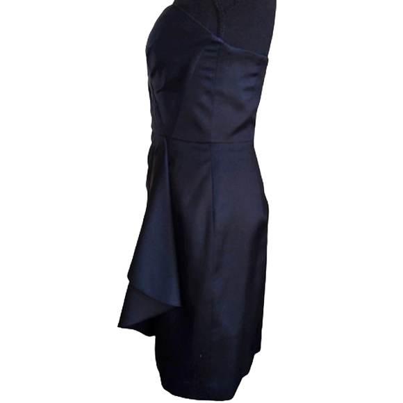 Vintage Milly of New York Black Tuxedo Strapless Wool/Silk Sexy Mini Dress Sz. 6 - Picture 4 of 9